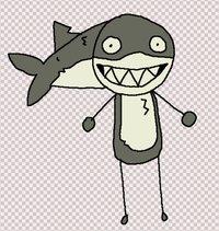 a guy with a shark for a head