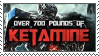 THE WORDS 'OVER 700 POUNDS OF KETAMINE' superimposed over a picture of Optimus Prime.